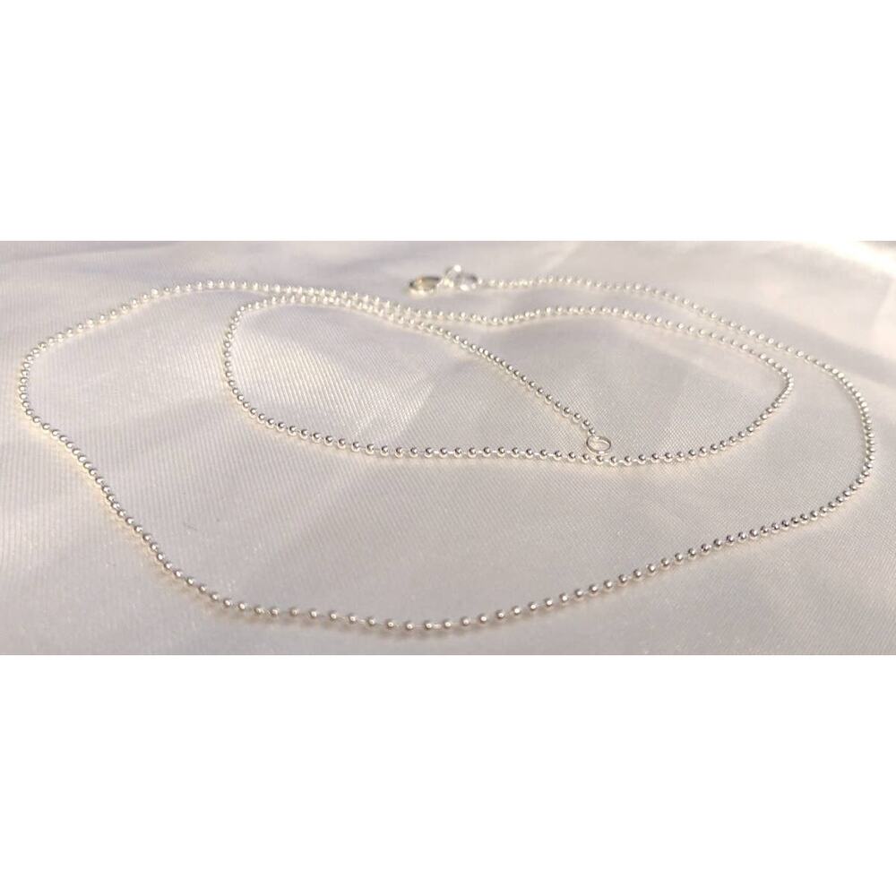 Sterling Silver 925 Plated 26 Inch Ball Chain Necklace New Thin 1/16th" Lobster
